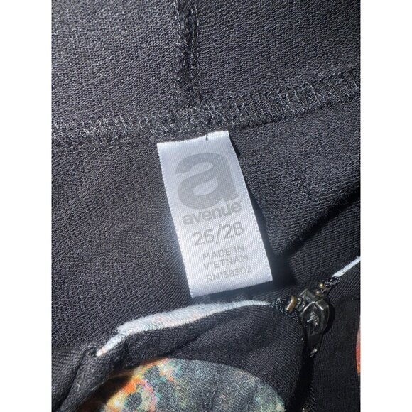 Avenue Womens Plus Size 26/28 Hooded Top With Colorful Abstract Front & Black Sl - Picture 4 of 4